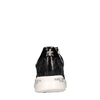 Sneakers in pelle tessuto e strass 
