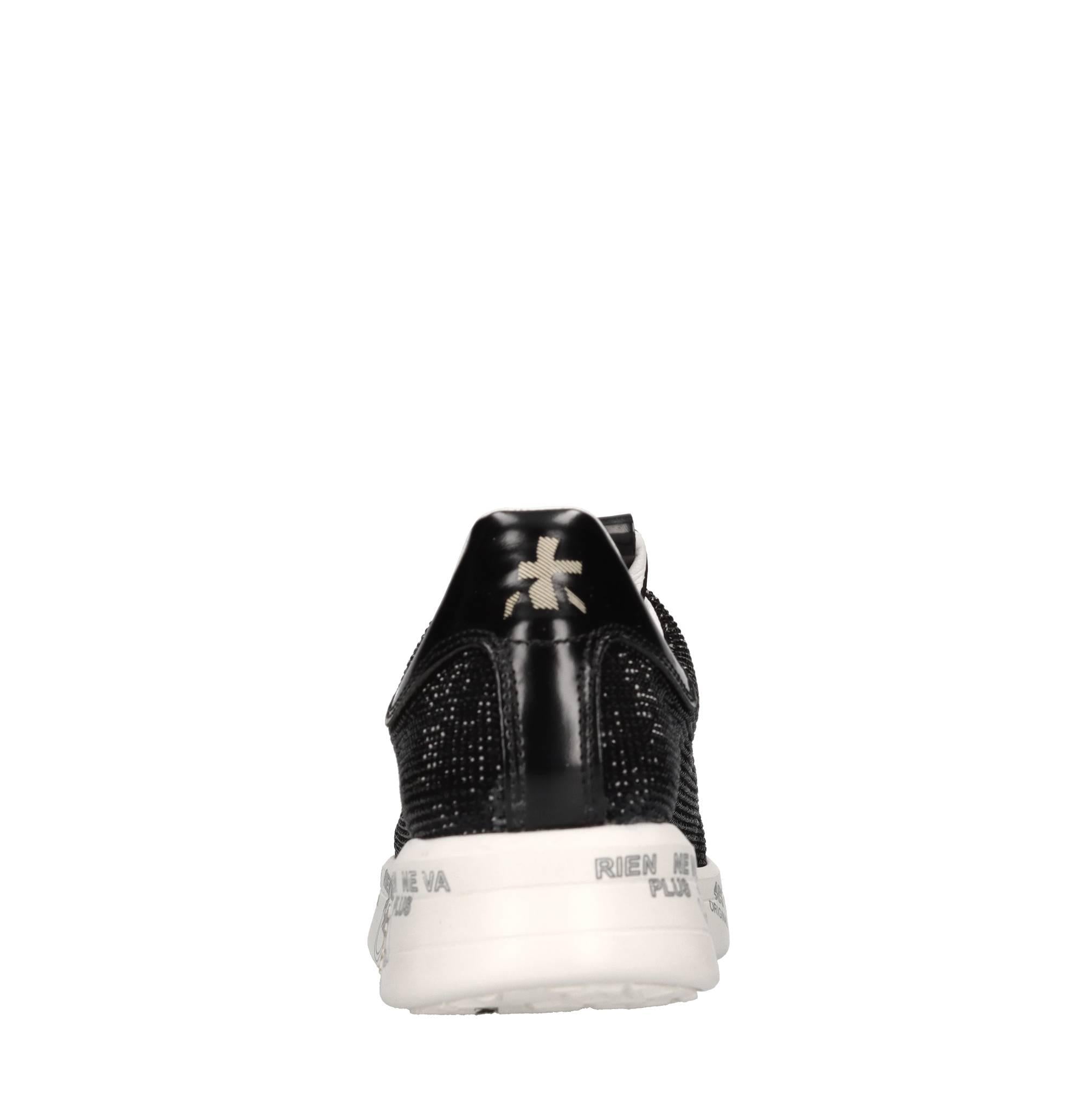 Sneakers in pelle tessuto e strass 