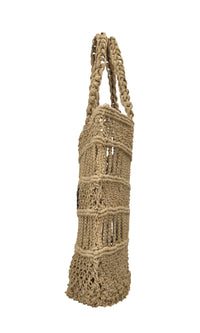 Borsa Ibiza in juta e pelle 