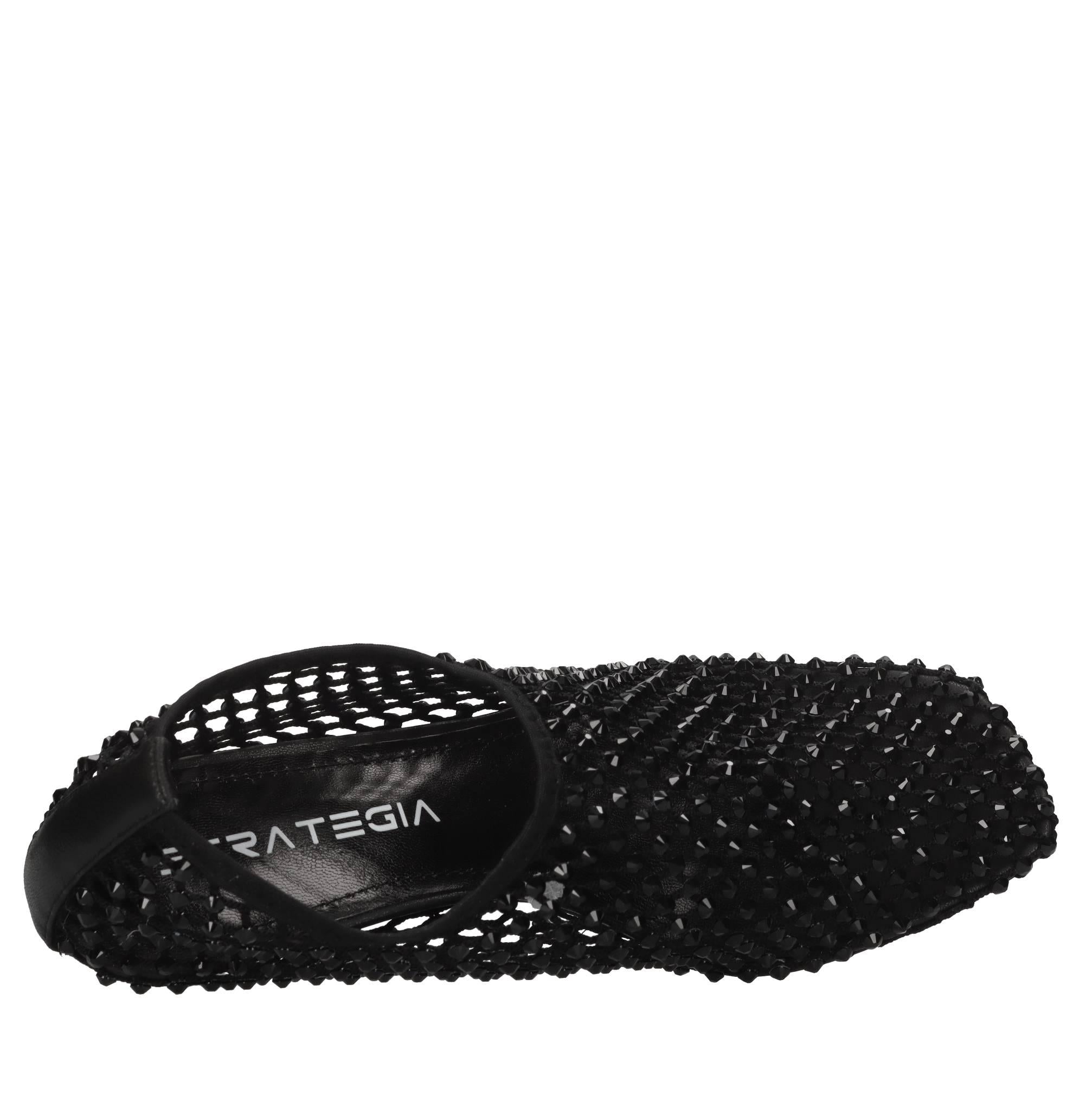 Décolleté Connie in pelle tessuto e strass 