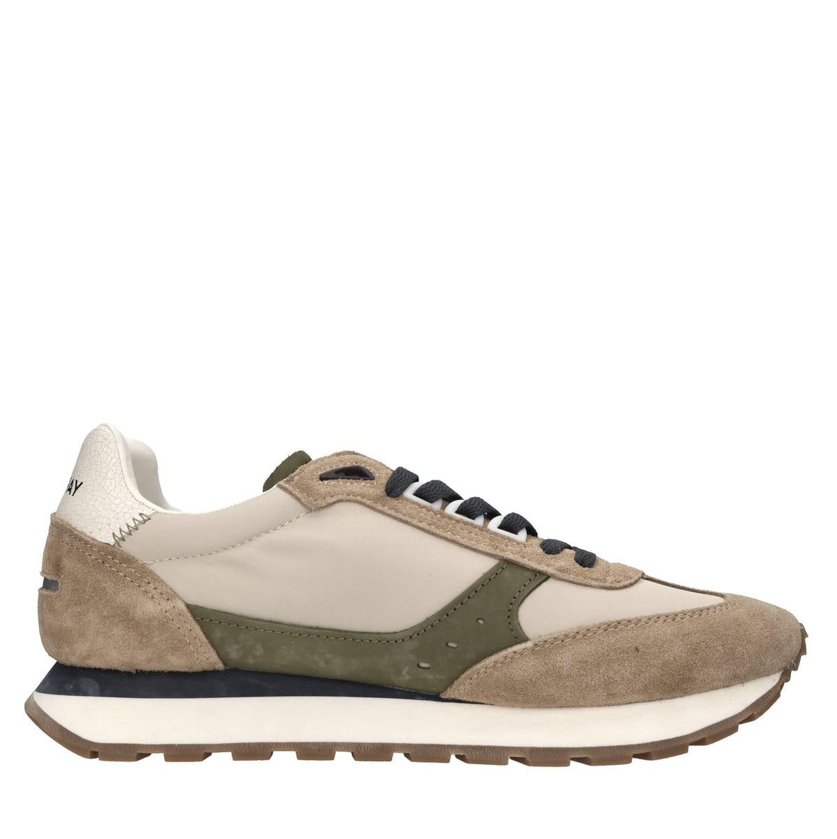 Sneakers in pelle e tessuto 