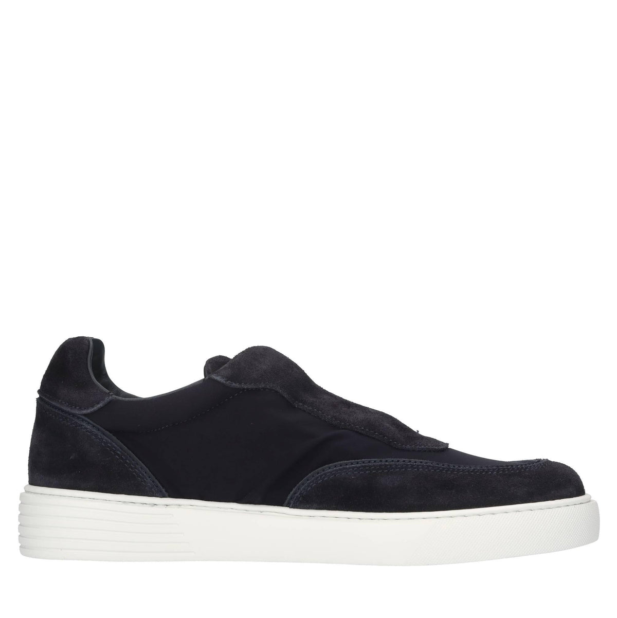 Slip-on in camoscio e tessuto elasticizzato 