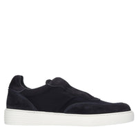 Slip-on in camoscio e tessuto elasticizzato 