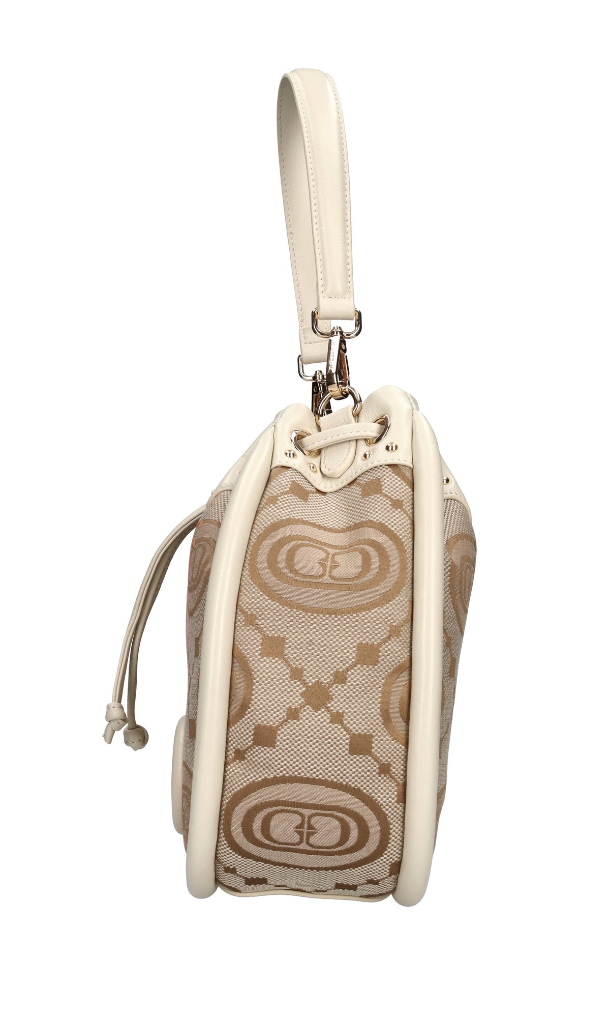 Borsa monogram in pelle e tessuto 