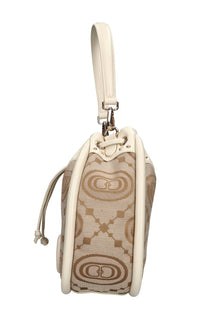 Borsa monogram in pelle e tessuto 