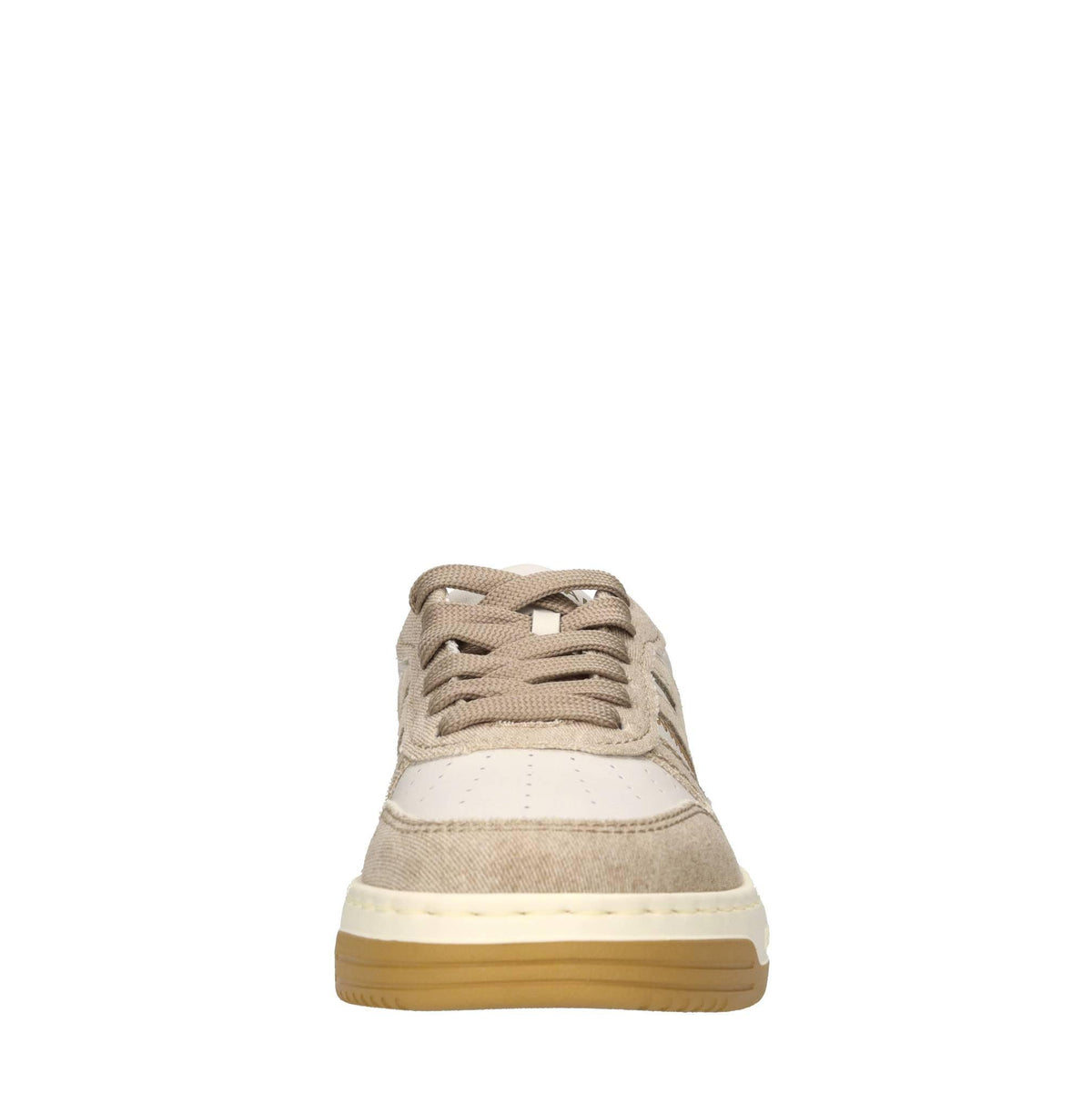 Sneakers in pelle e tessuto denim 