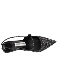 Décolleté slingback in pelle e glitter 