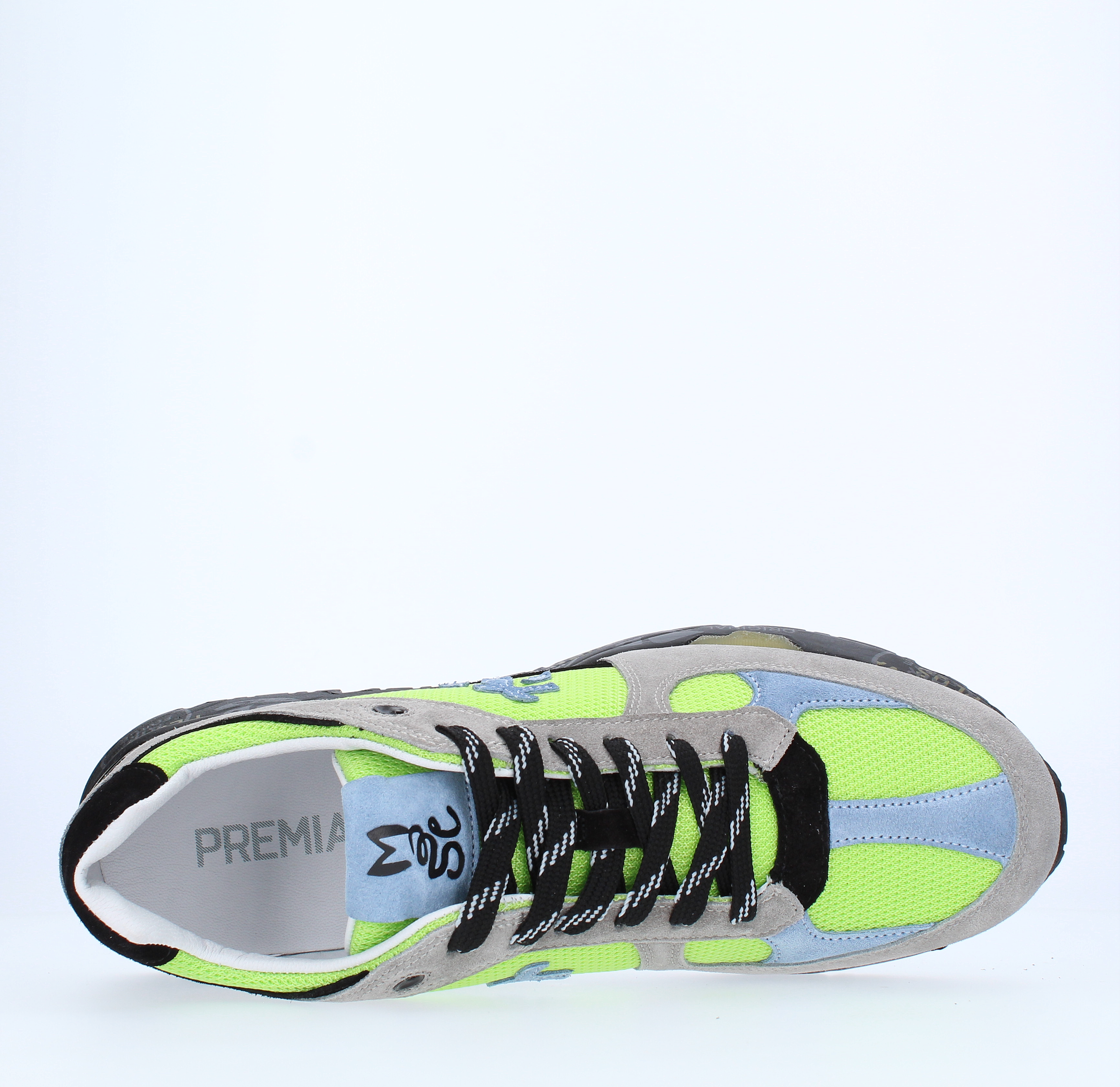 Sneakers in pelle tessuto e camoscio 