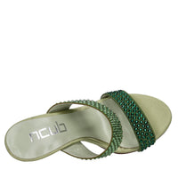 Sandali in tessuto e strass 
