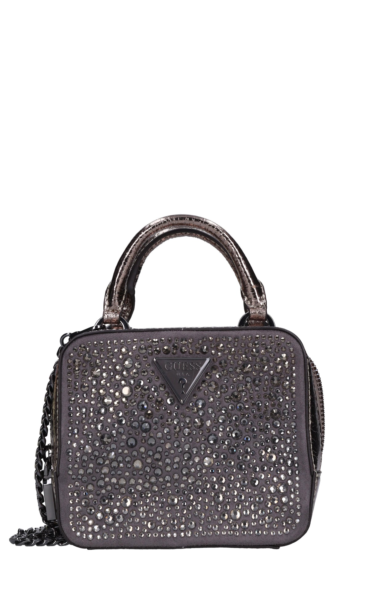 Borsa mini in ecopelle e strass 