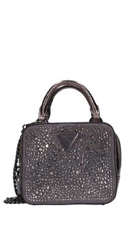 Borsa mini in ecopelle e strass 