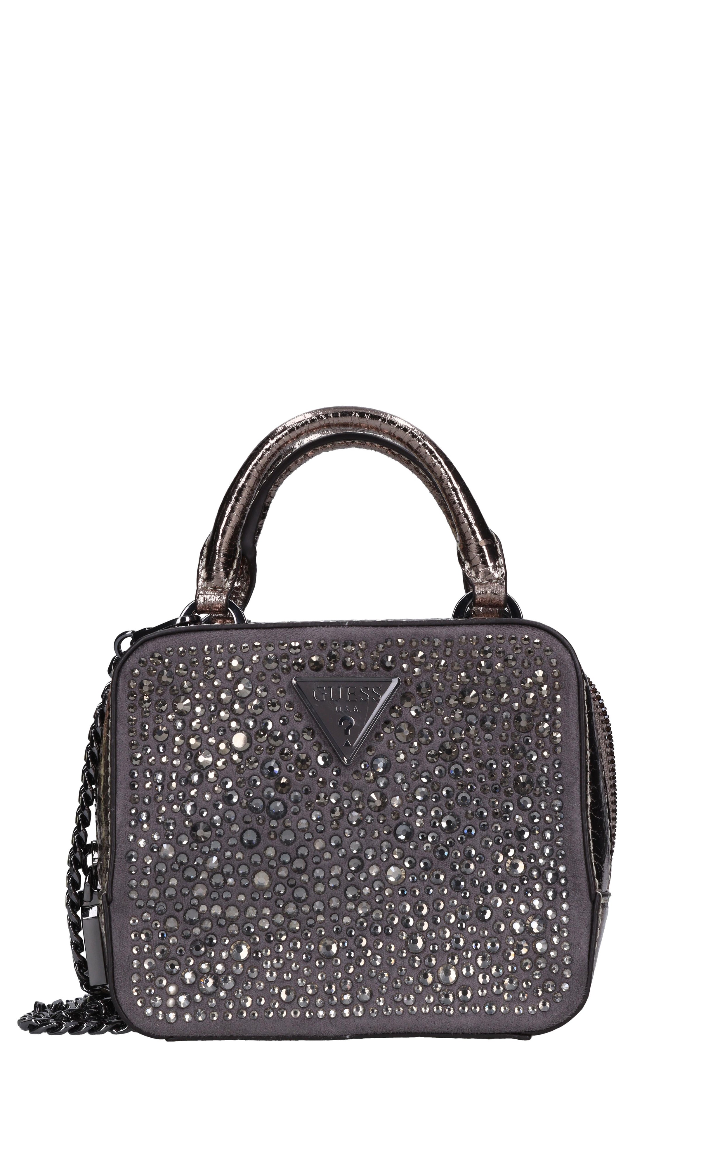 Borsa mini in ecopelle e strass 