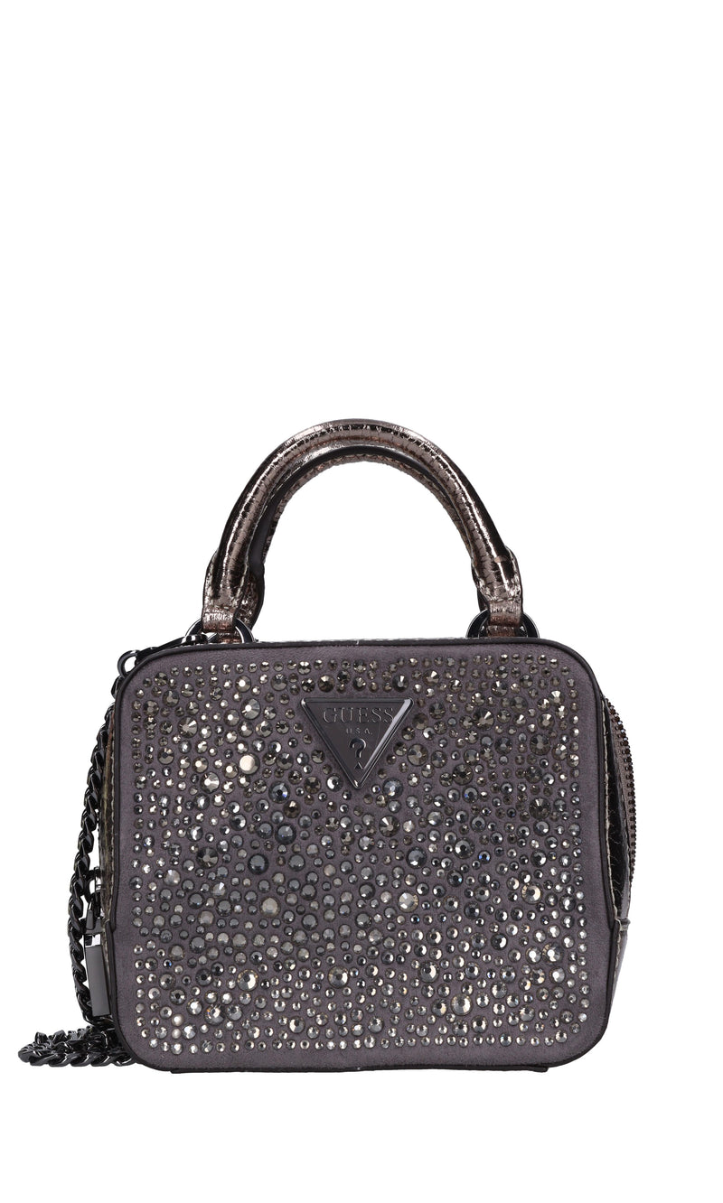 Borsa mini in ecopelle e strass 
