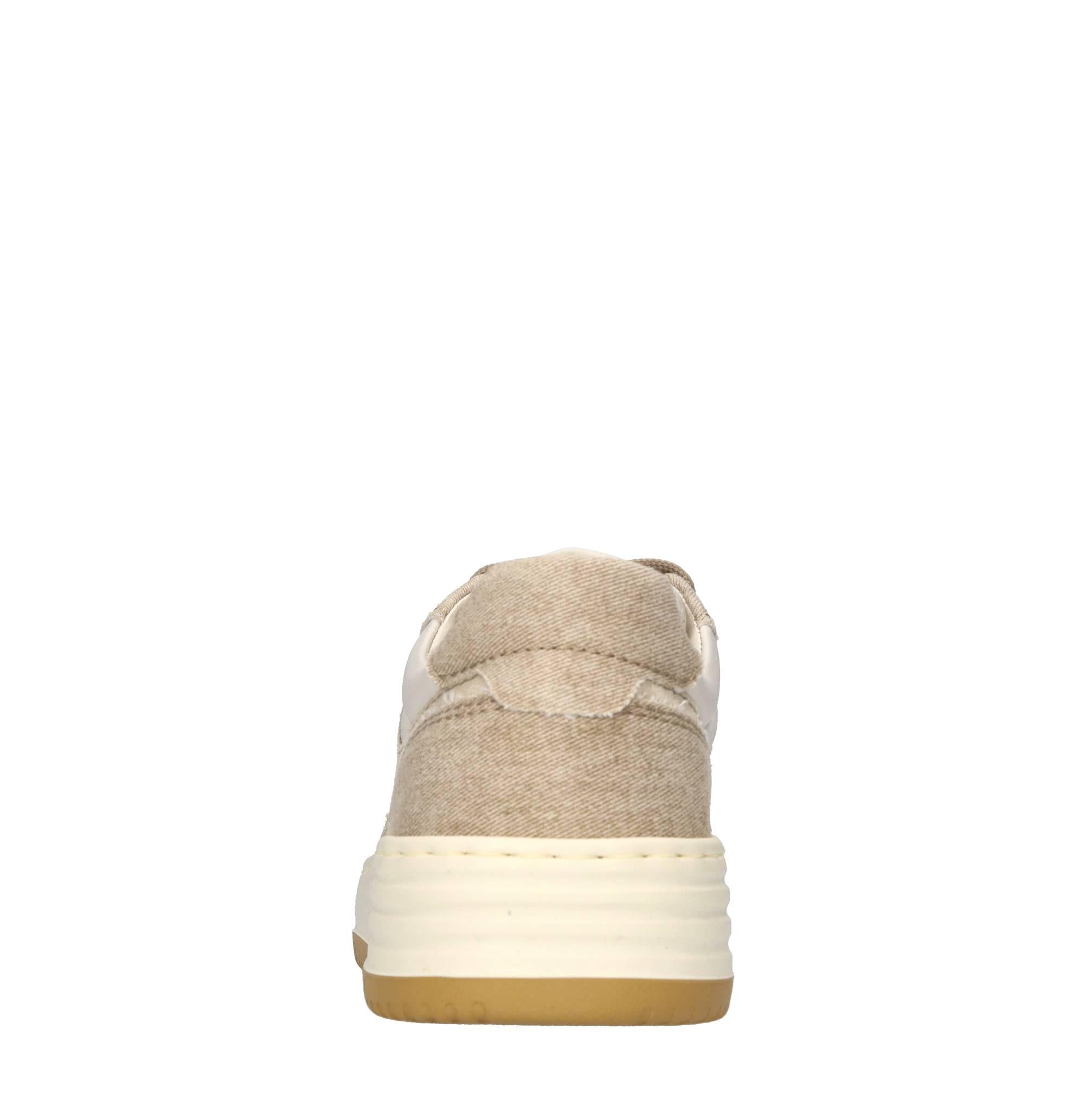Sneakers in pelle e tessuto denim 