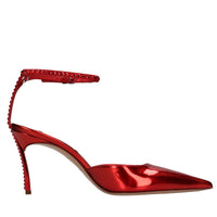 Décolleté slingback blade in pelle e strass 