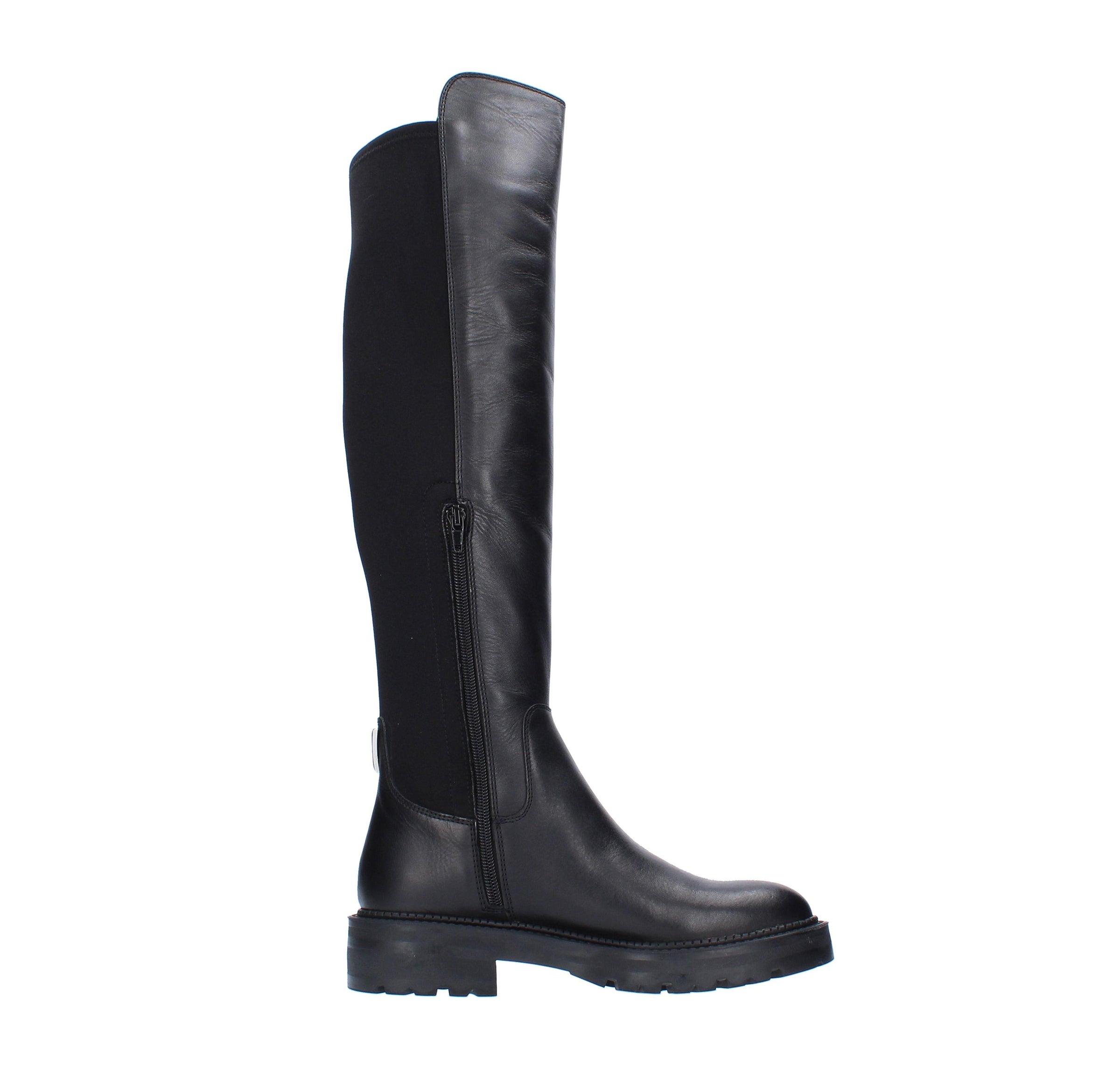Stivali in pelle e tessuto elasticizzato 