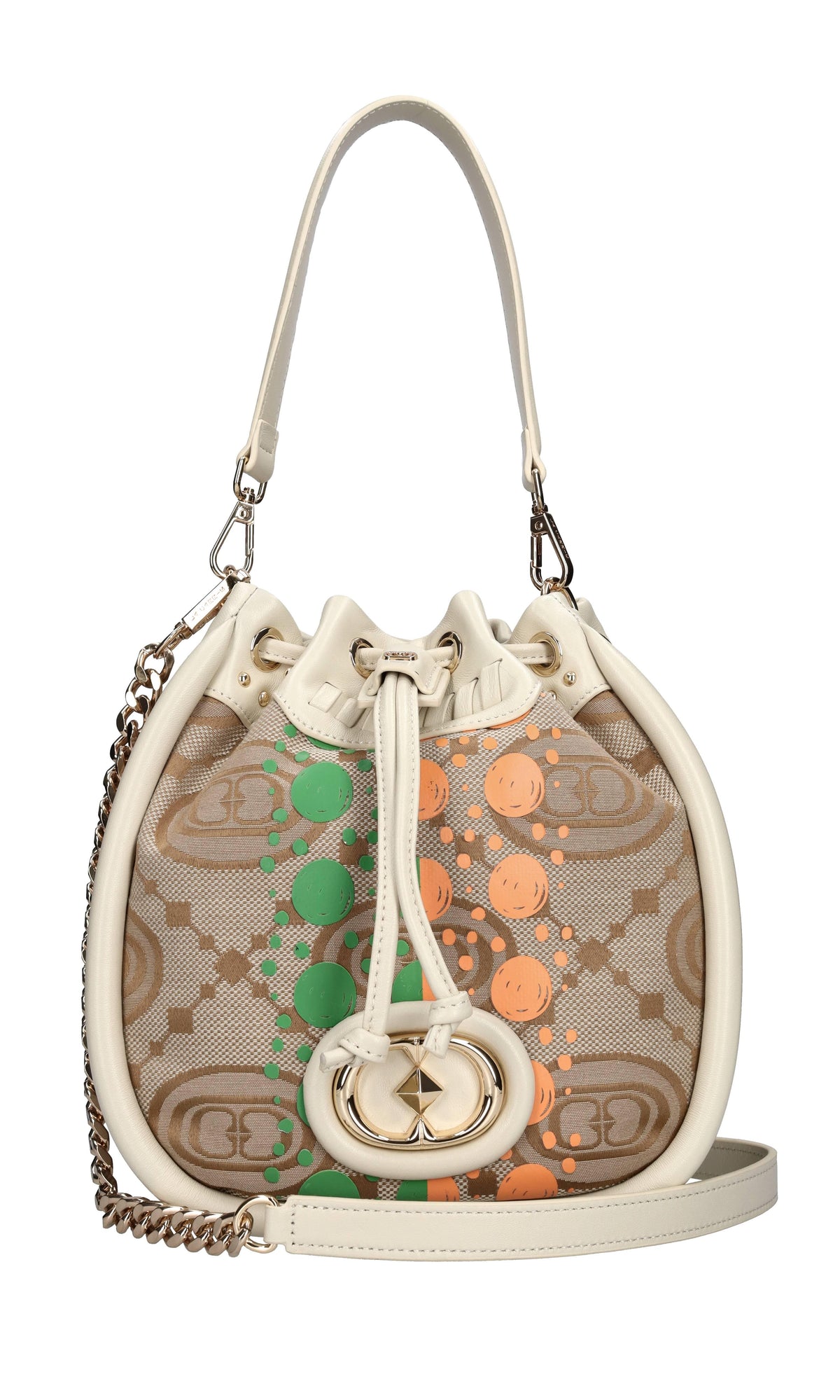 Borsa monogram in pelle e tessuto 