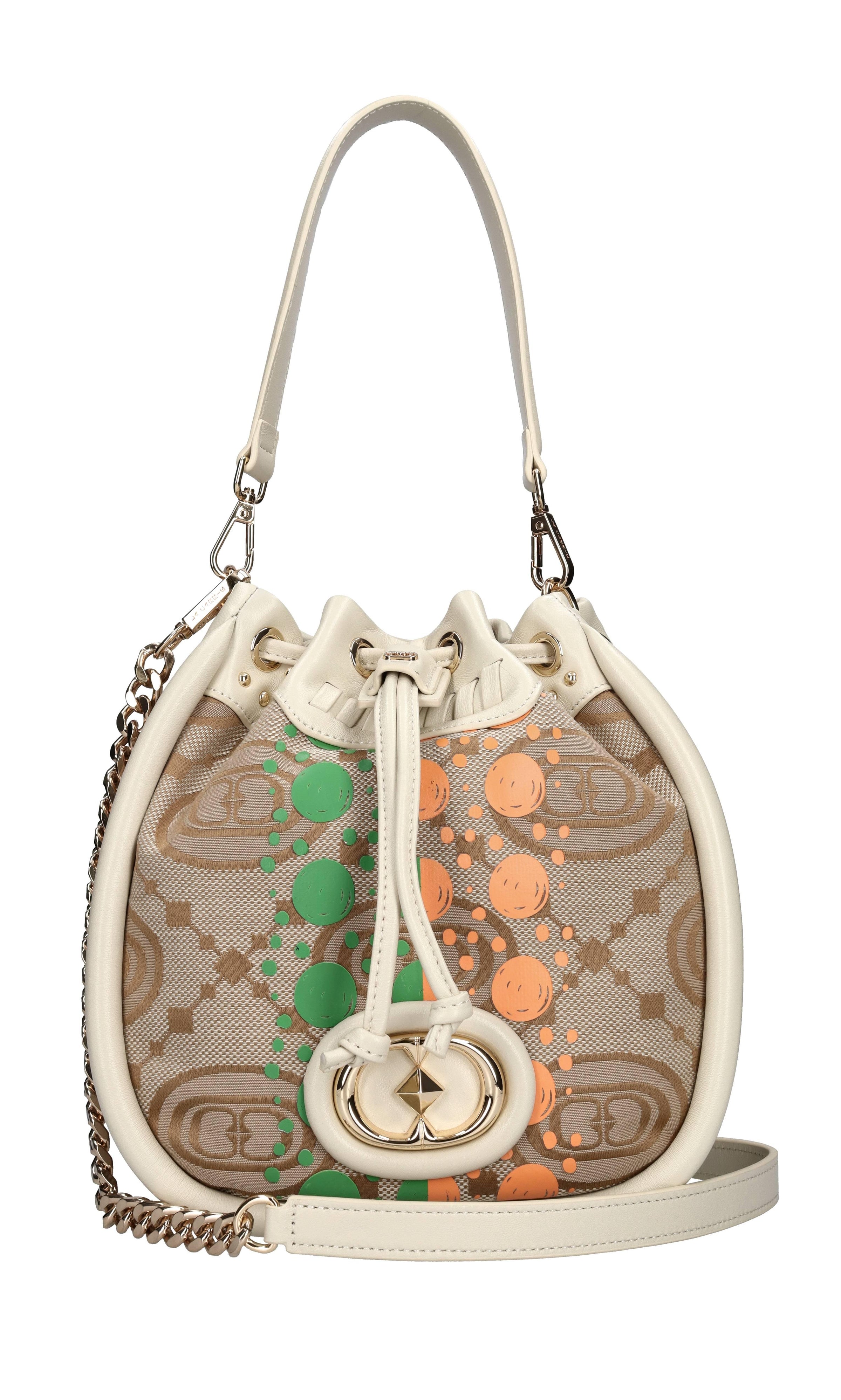 Borsa monogram in pelle e tessuto 