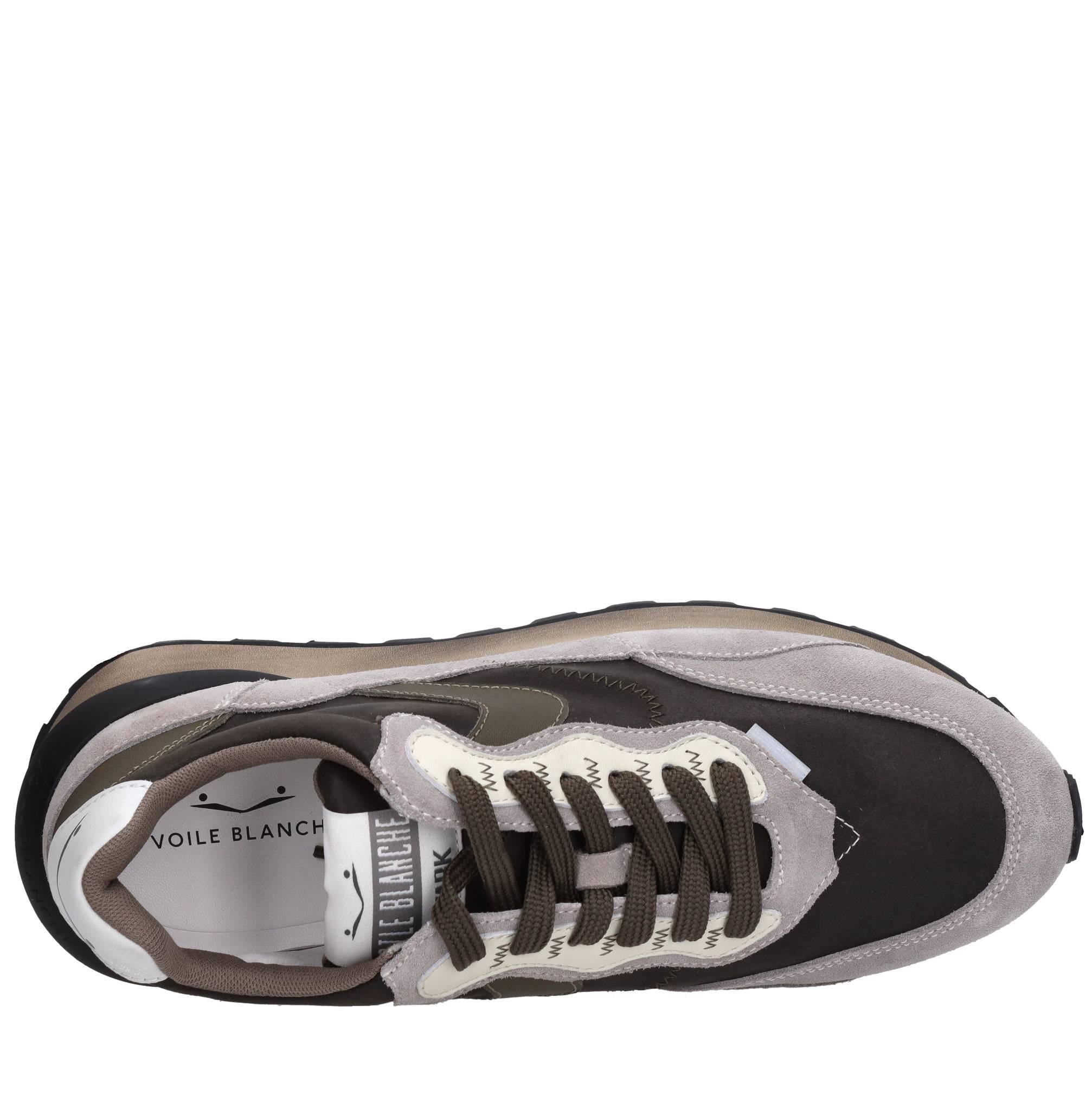 Sneakers in camoscio pelle e tessuto 