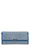 LA CARRIE Faux leather, faux suede, and rhinestone bag