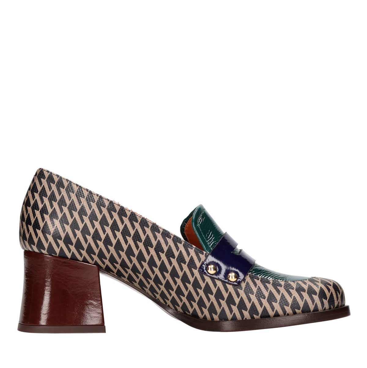 Décolleté modello TADEO in pelle con motivo geometrico 