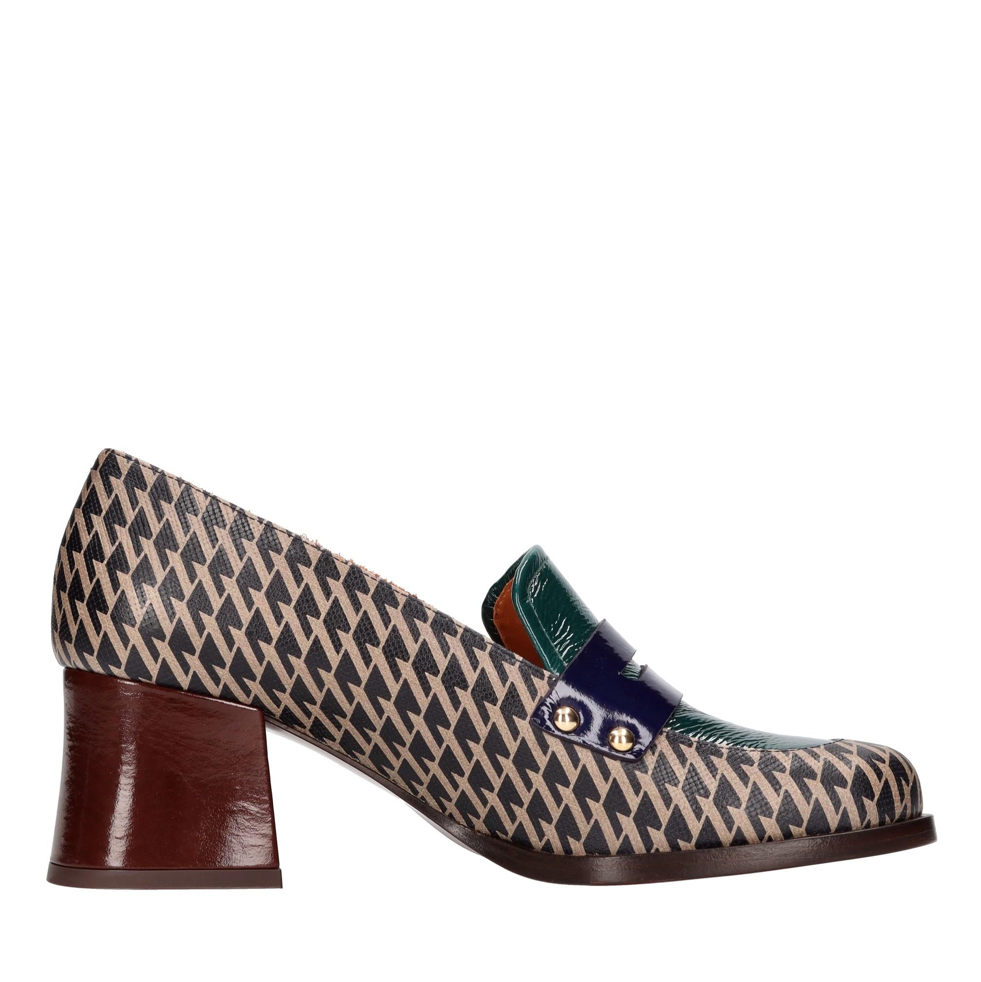 Décolleté modello TADEO in pelle con motivo geometrico 