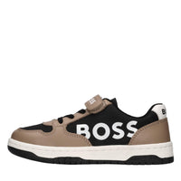 Sneakers in pelle e tessuto 