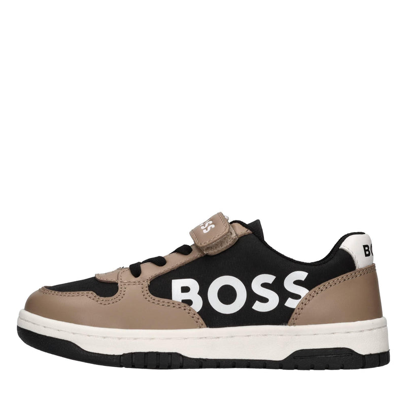 Sneakers in pelle e tessuto 