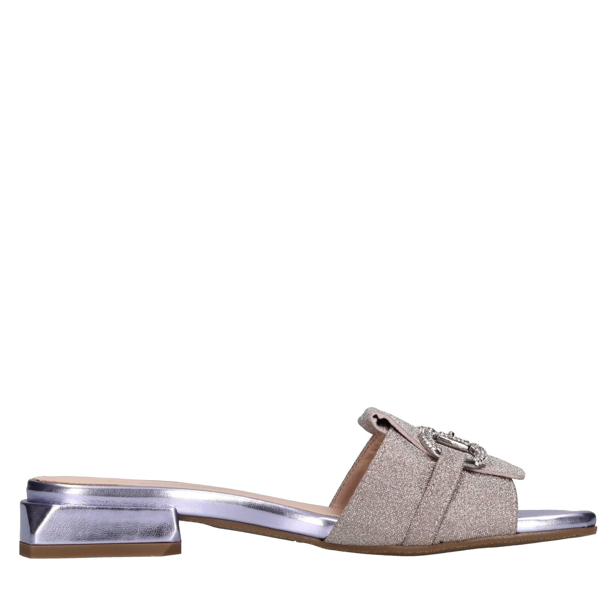 Mules in tessuto microglitter 