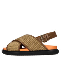 Sandali in rafia e pelle 