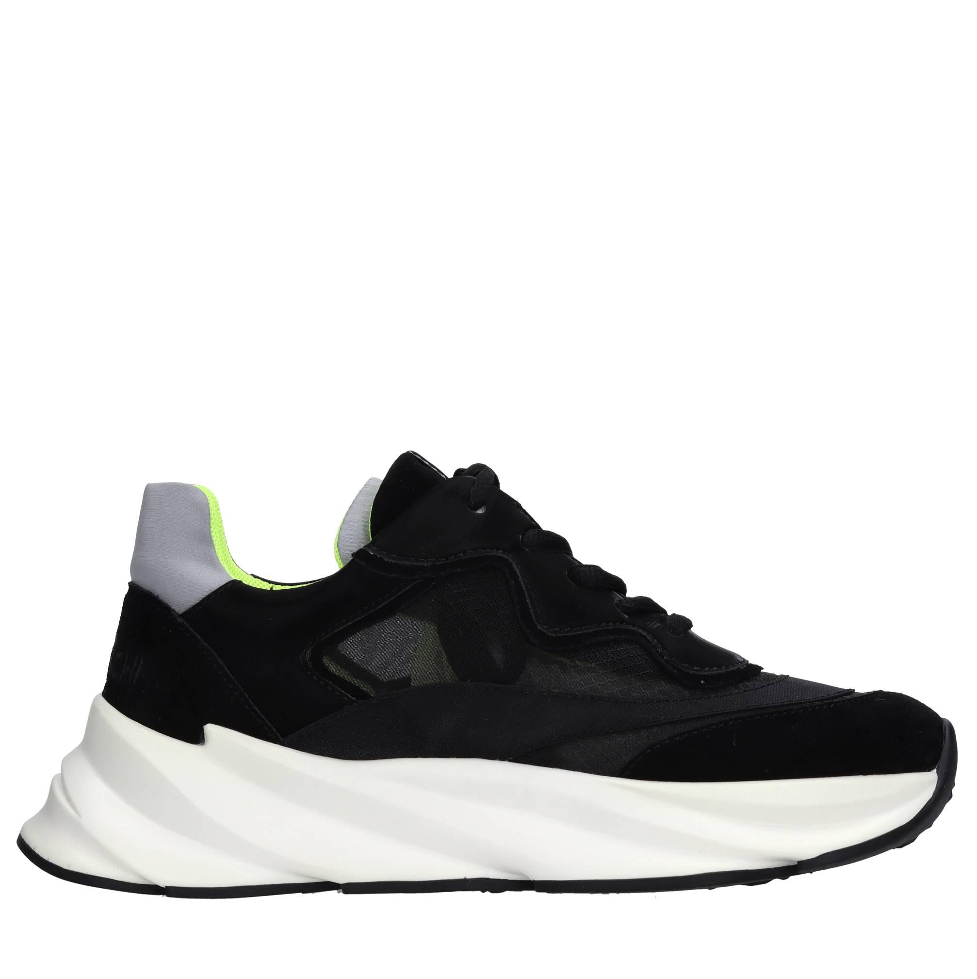 Sneakers in pelle e tessuto 