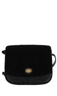 Borsa in pelle ed ecopelliccia 