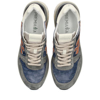 Sneakers in pelle scamosciata, tessuto e inserti in pelle 
