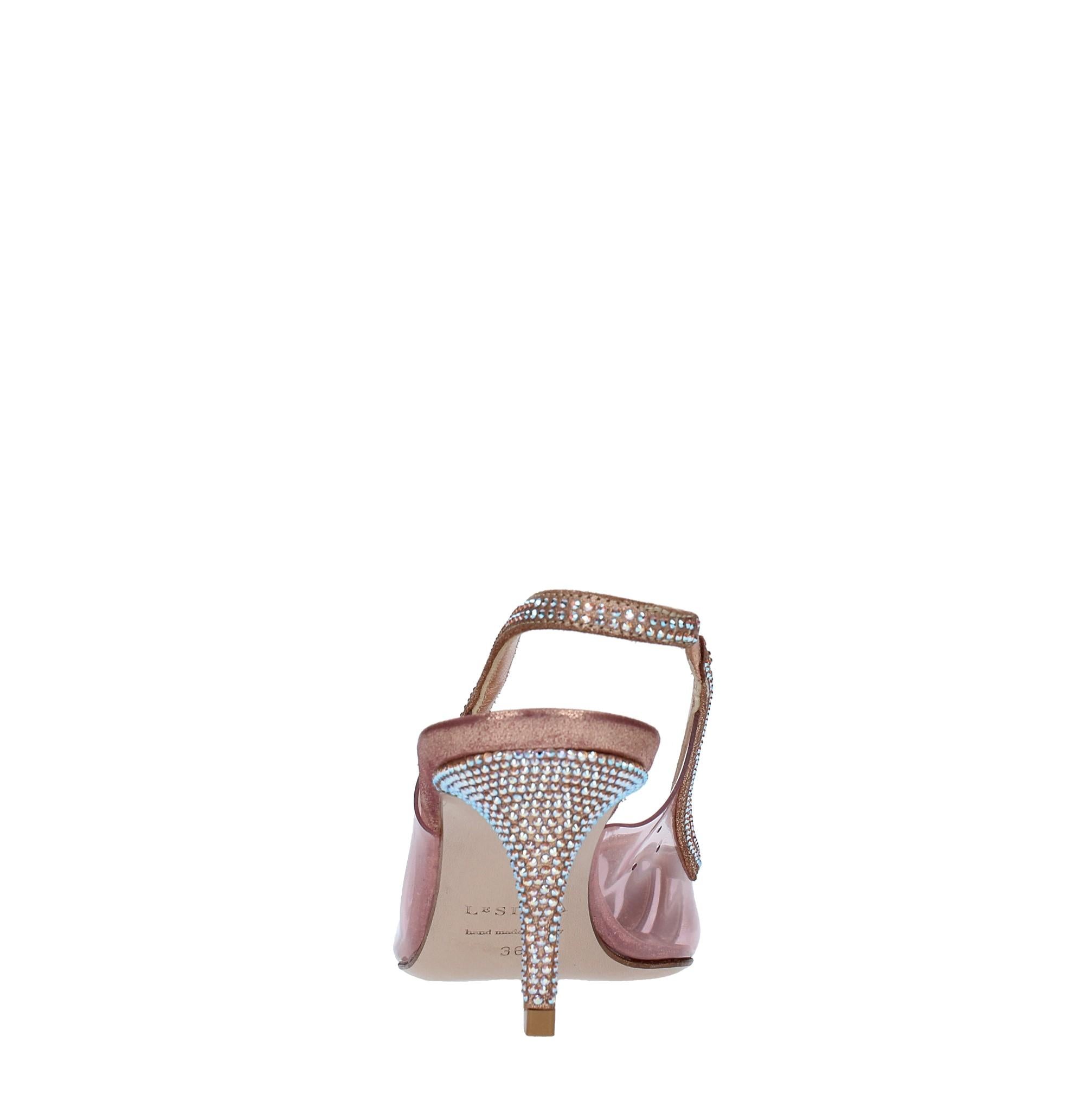 Décolleté Slingback in pelle strass e PVC 