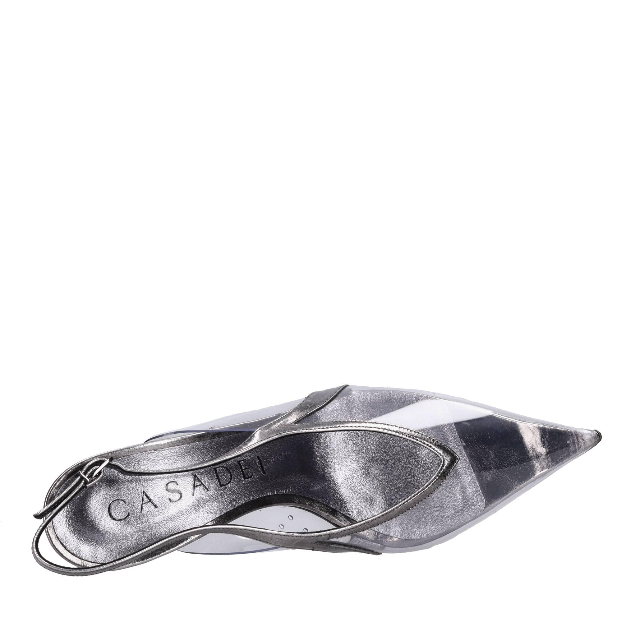 Décolleté slingback in plexi e pelle 