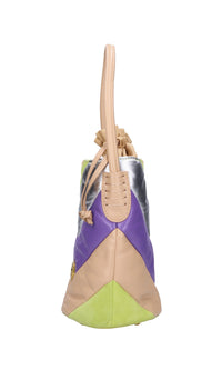 Borsa in pelle camoscio e tessuto 