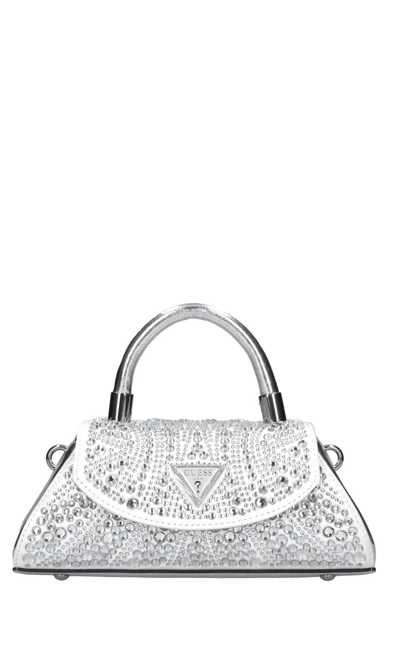 Borsa in ecopelle tessuto e strass 