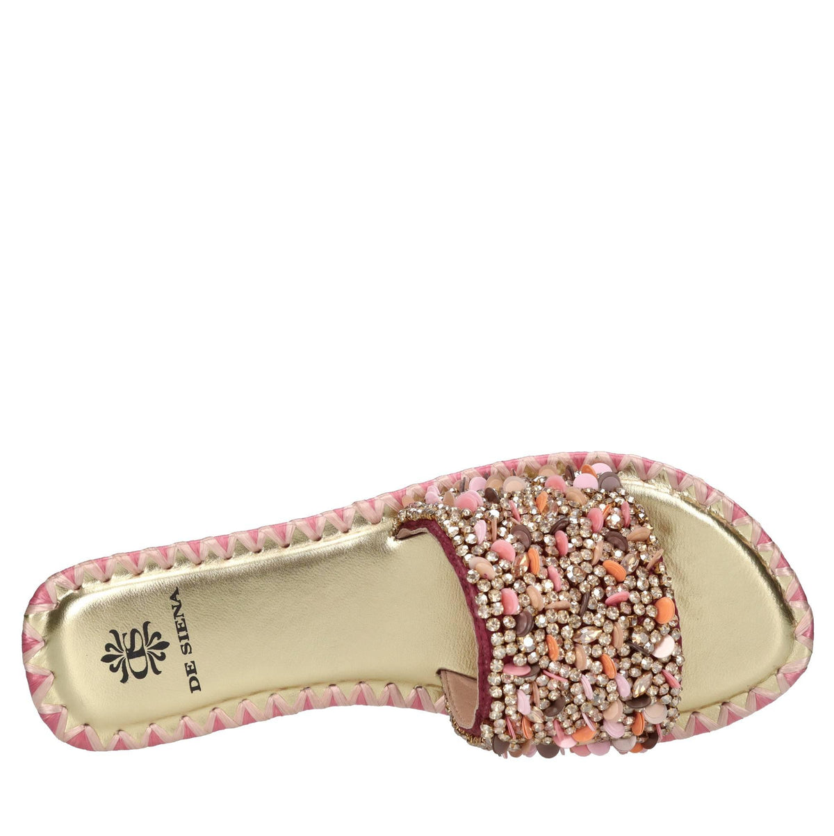 Mules in raso,strass e paillettes 