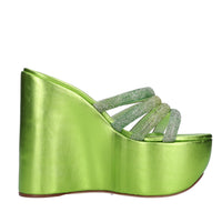 Mules Zeppa in pelle e strass 