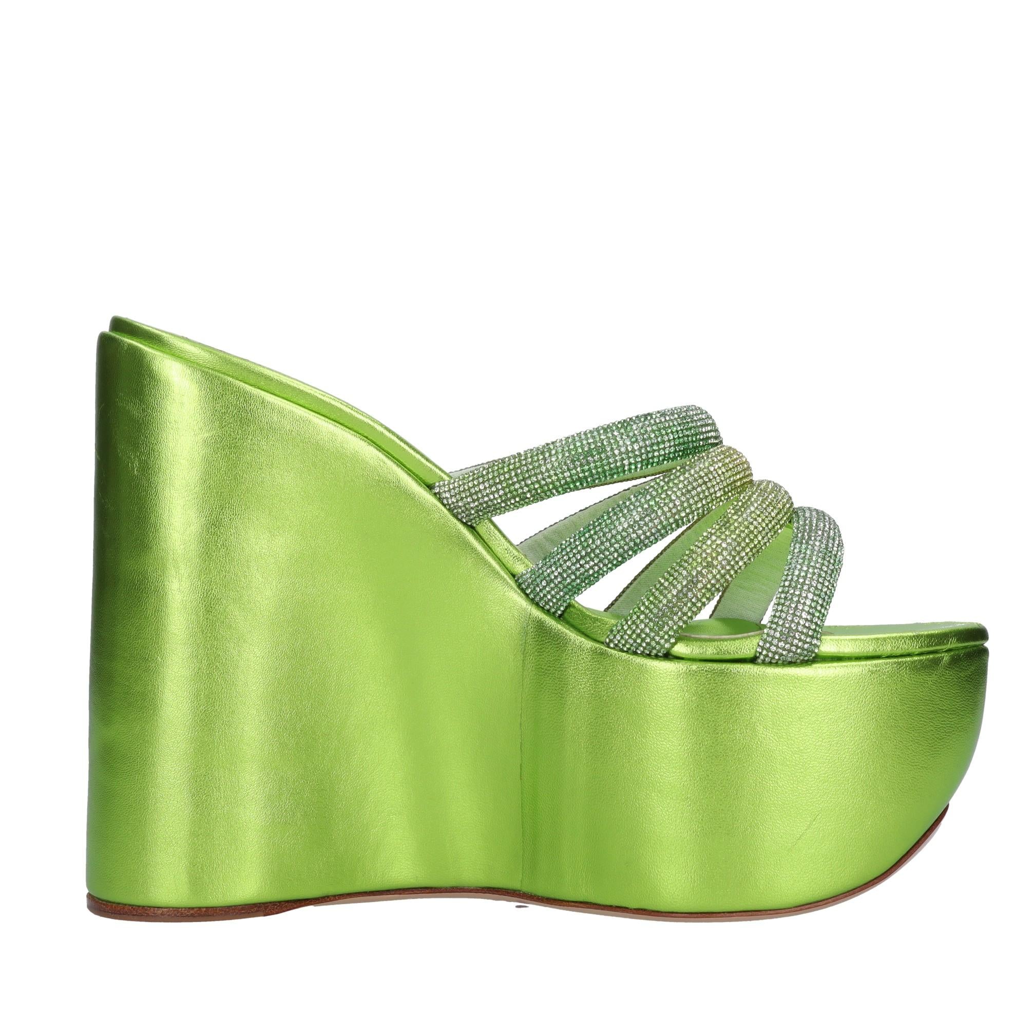 Mules Zeppa in pelle e strass 