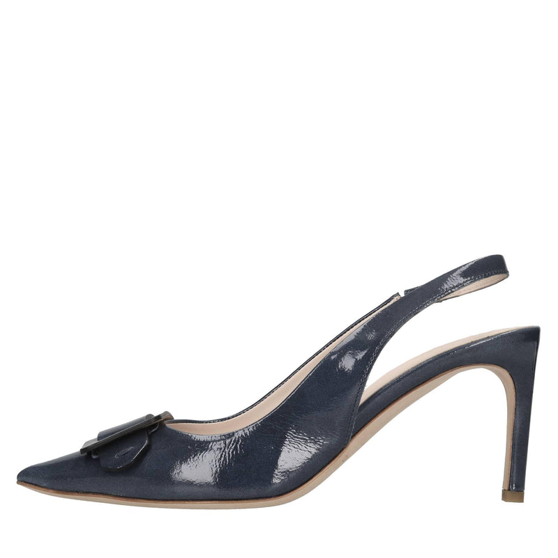 Décolleté slingback in pelle lucida 