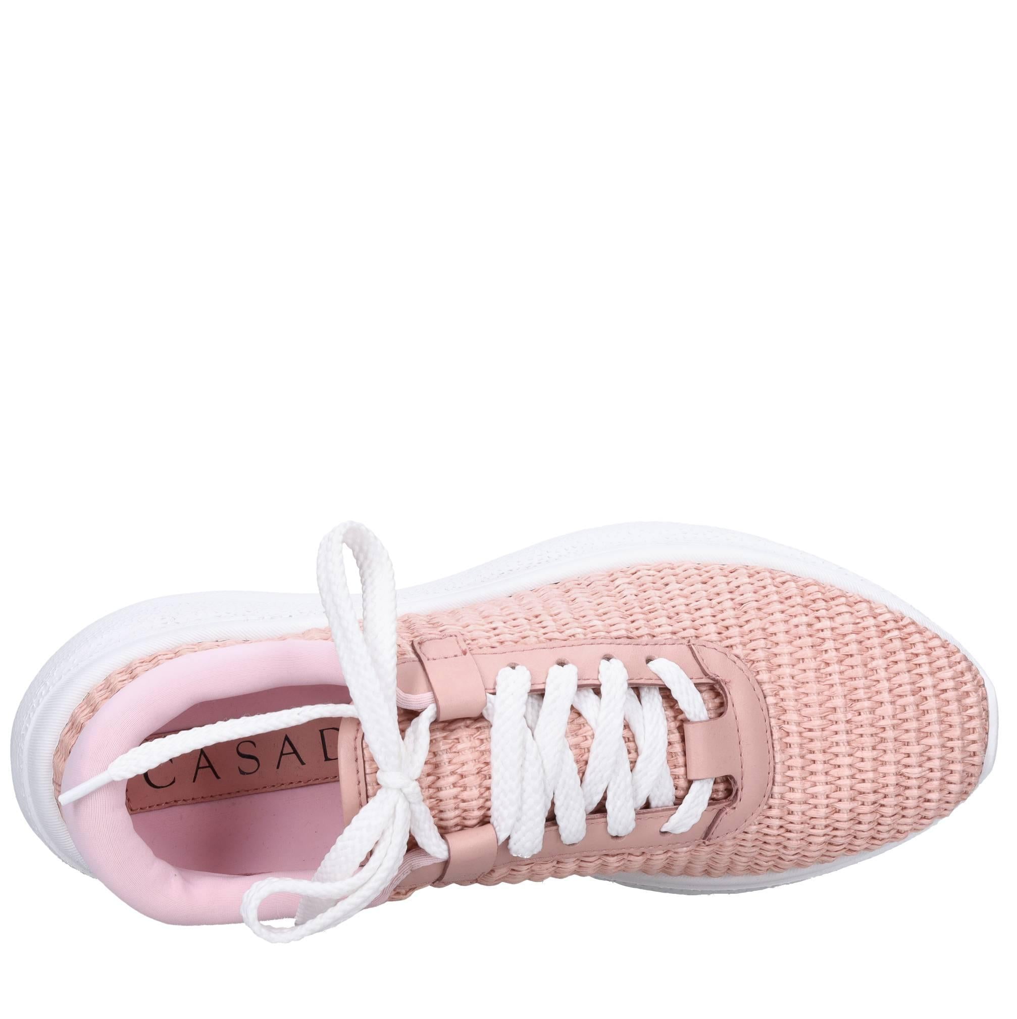 Sneakers in pelle e rafia 