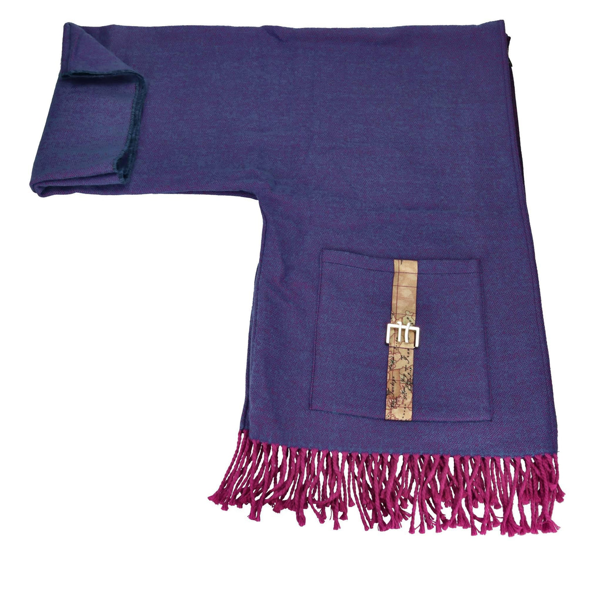 Mantella kimono con tasche ed accessorio color oro 