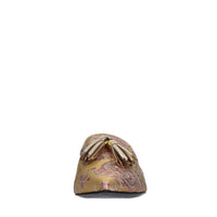 Sabot in pelle e tessuto 
