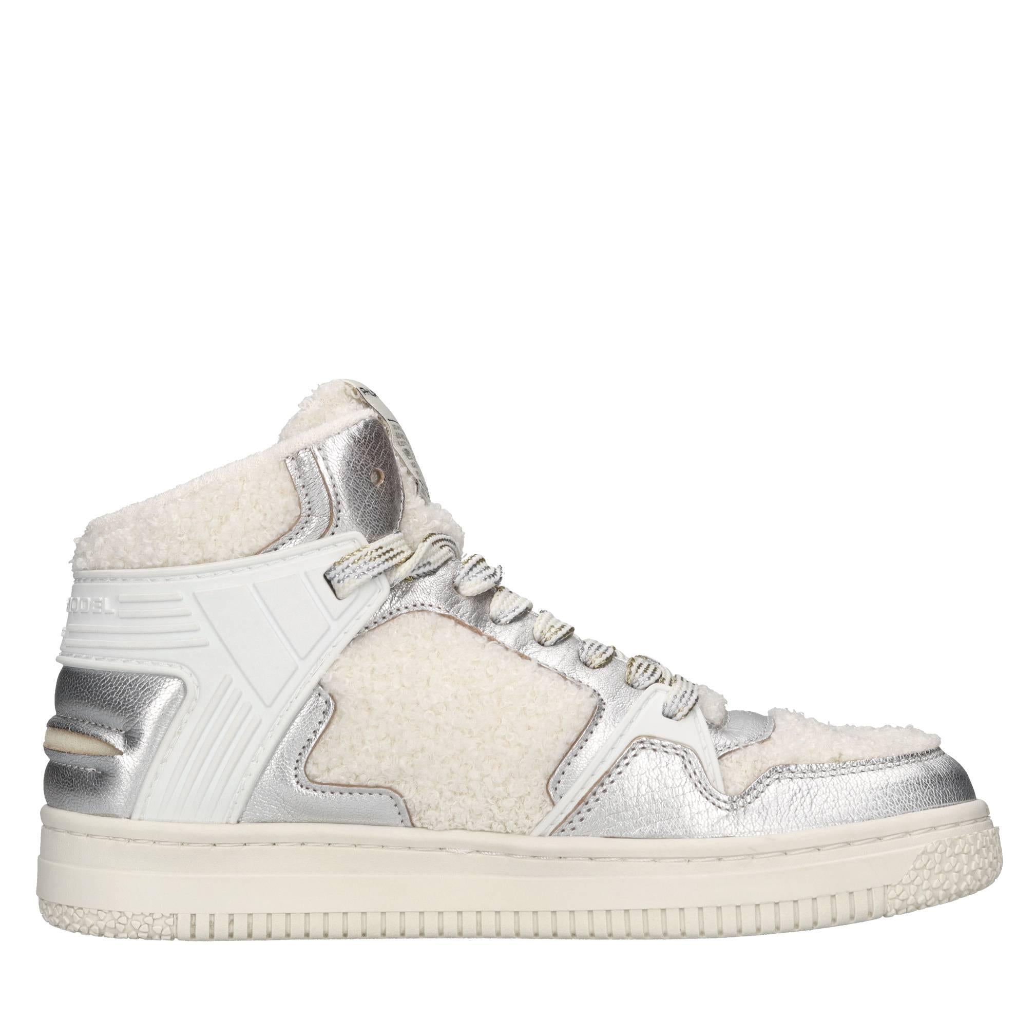 Sneakers in pelle e tessuto 