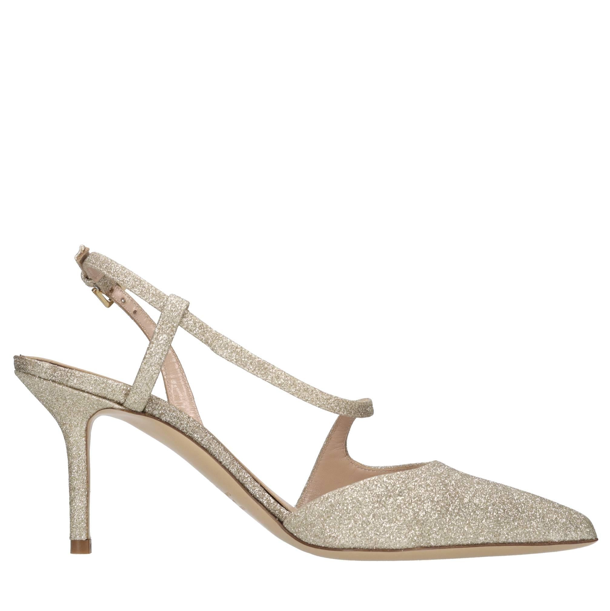 Décolleté slingback in tessuto microglitter 