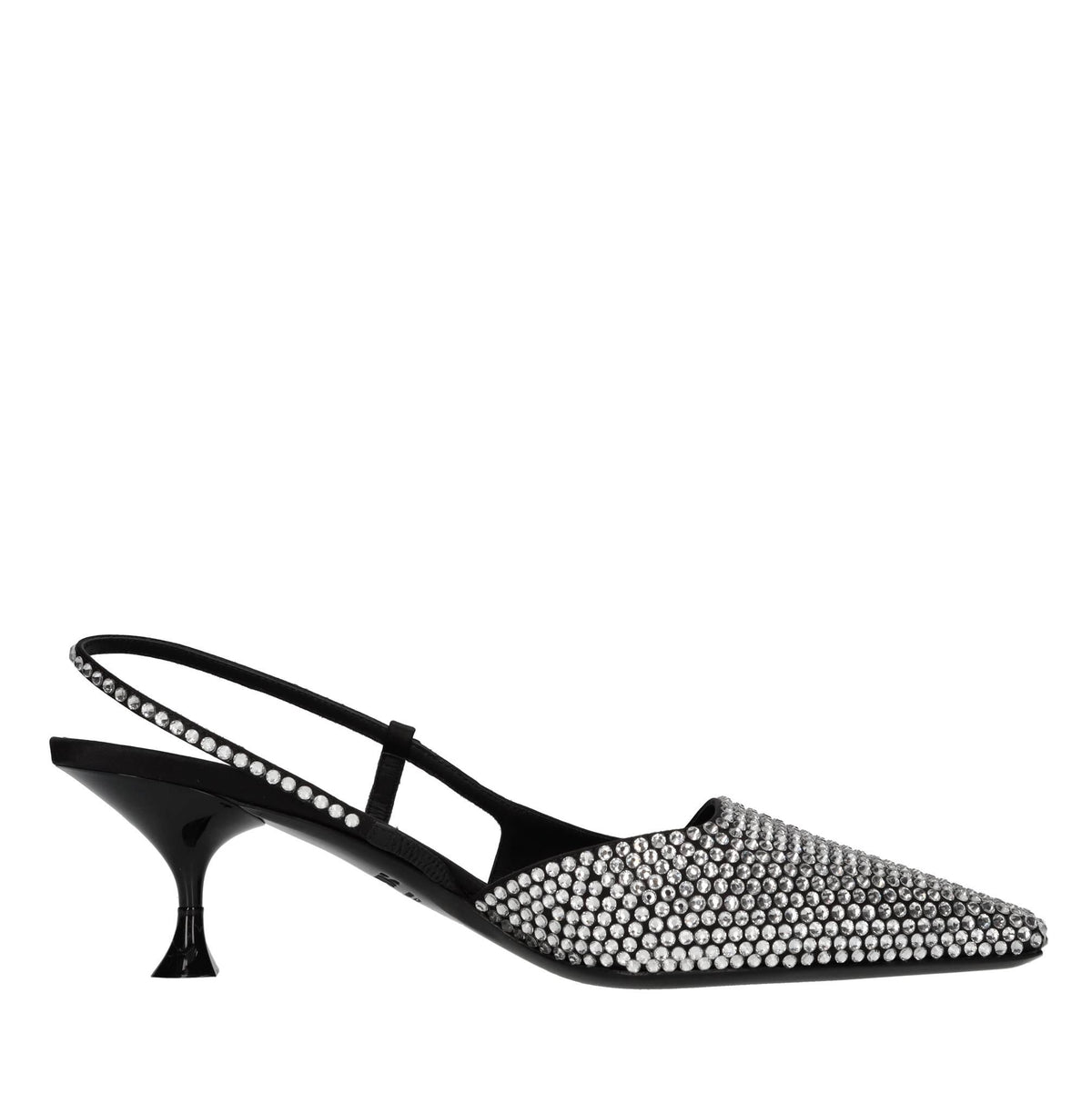Décolleté slingback in raso e strass 