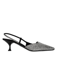 Décolleté slingback in raso e strass 