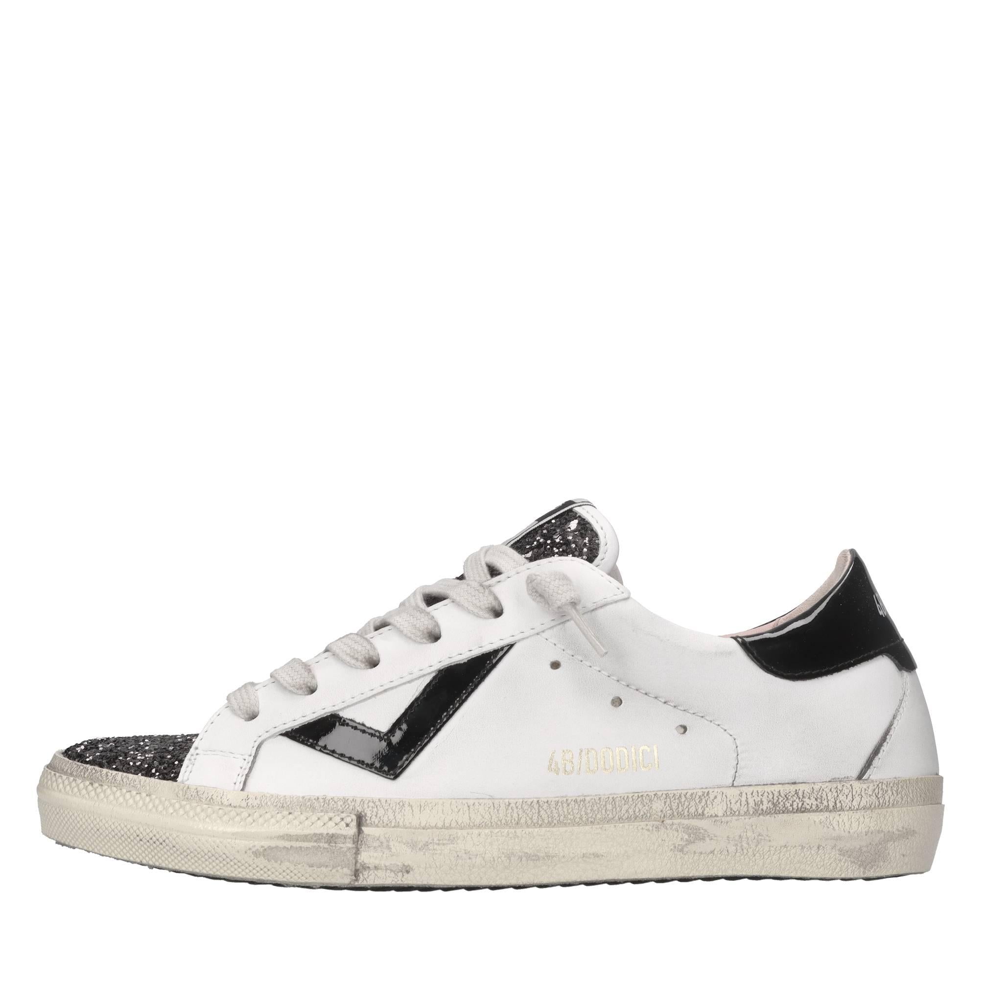 Sneakers in pelle e glitter 