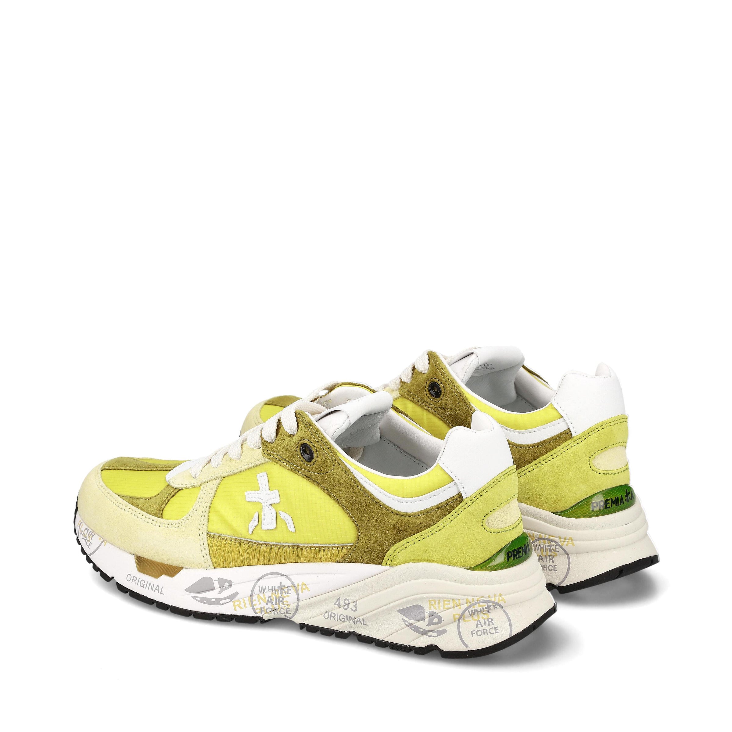 Sneakers in pelle scamosciata, tessuto e inserti in pelle 
